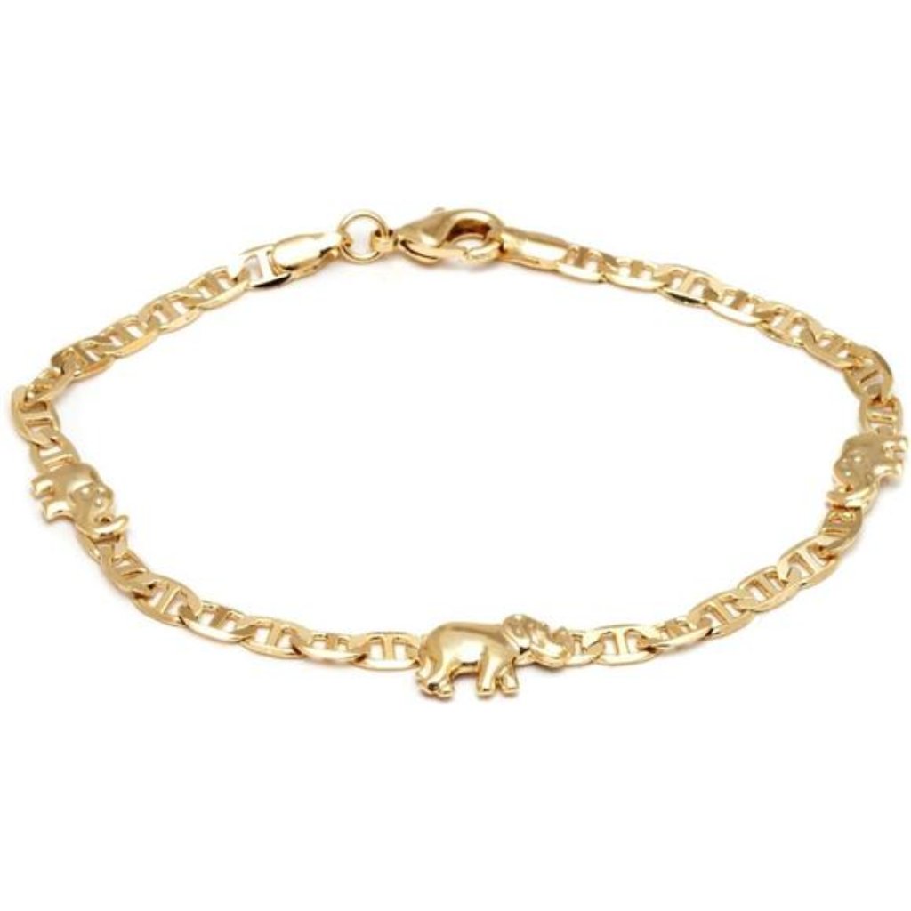 18k Gold Plated Flat Marina Elephant Anklet For Women - Made In Brazil